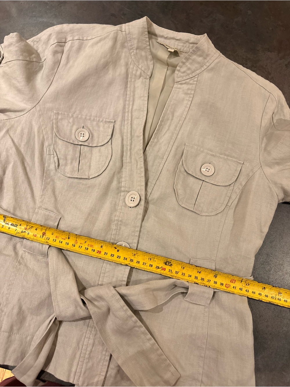 RW&CO. Beige Tie-Waist Linen Blend Top 8 - Picture 2 of 8